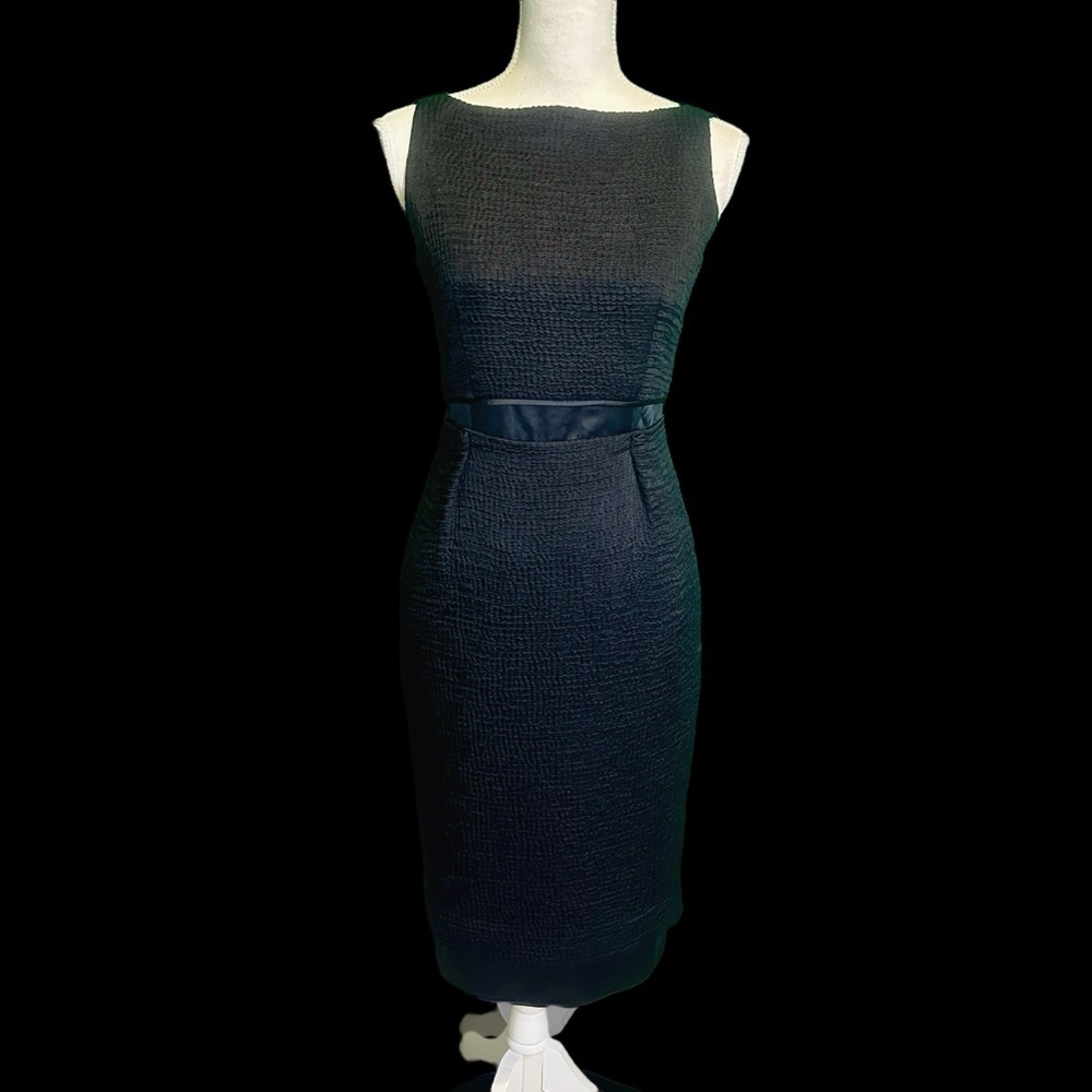 Marc Jacobs Black Textured Sheath Dress with Satin Waist
